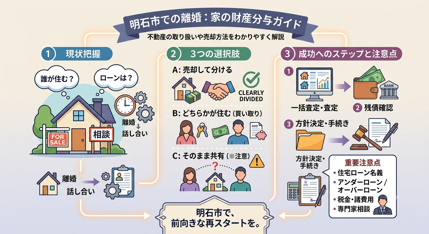 明石市の財産分与で家をどうする？離婚時の不動産売却・住宅ロー...の画像