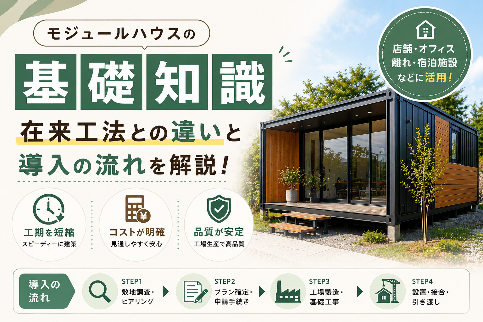 モジュールハウスの基礎知識｜在来工法との違いと導入の流れを解...の画像