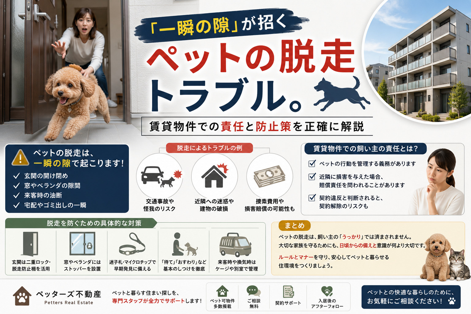 「一瞬の隙」が招くペットの脱走トラブル。賃貸物件での責任と防...の画像