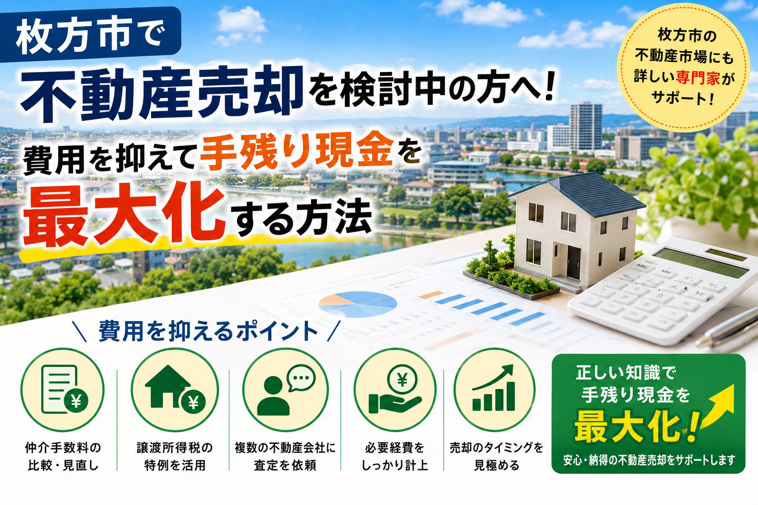 枚方市で不動産売却を検討中の方へ！費用を抑えて手残り現金を最...の画像