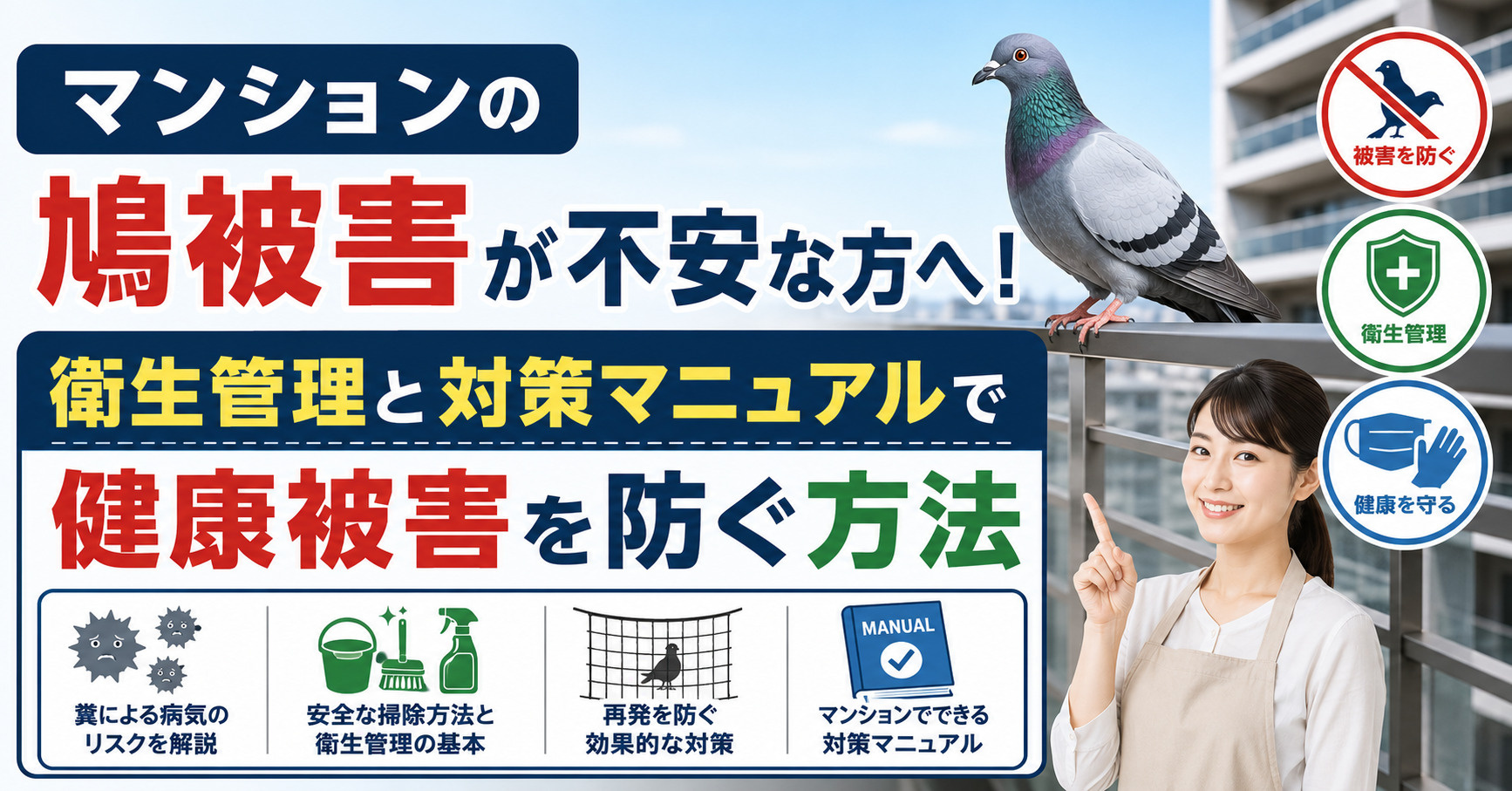 マンションの鳩被害が不安な方へ！衛生管理と対策マニュアルで健...の画像
