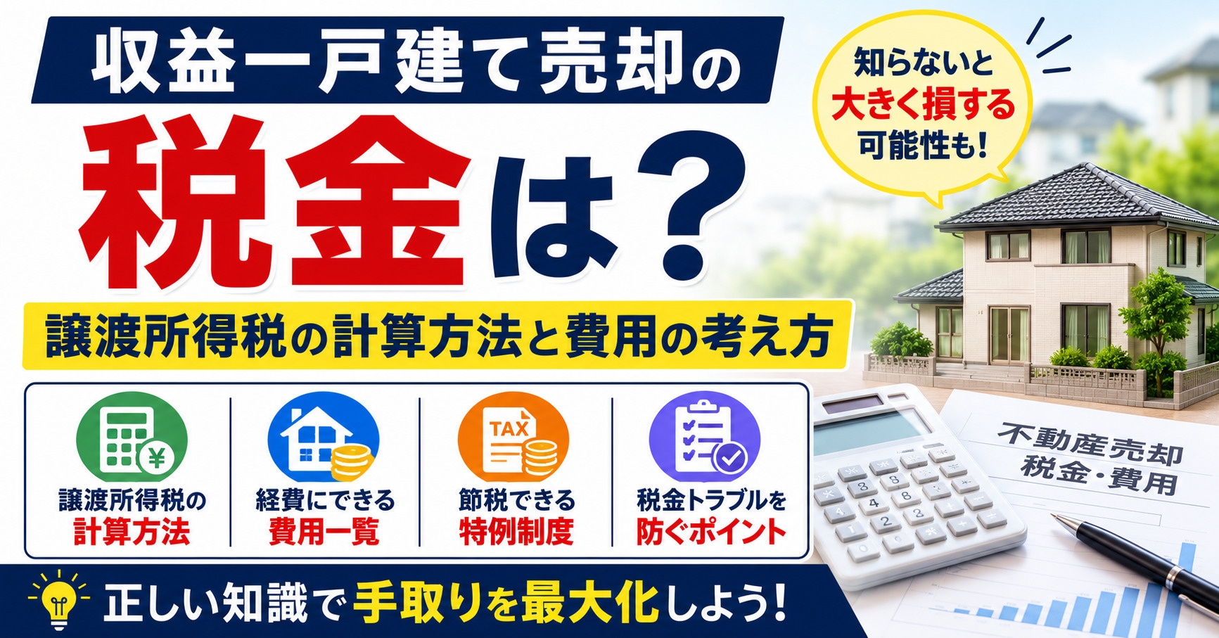 収益一戸建て売却の税金は？譲渡所得税の計算方法と費用の考え方...の画像