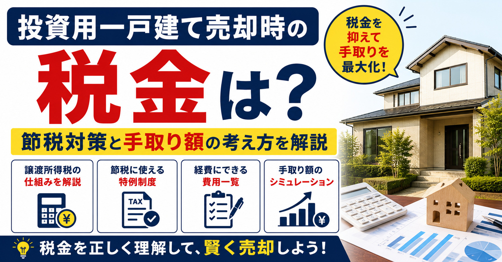 投資用一戸建て売却時の税金は？節税対策と手取り額の考え方を解...の画像