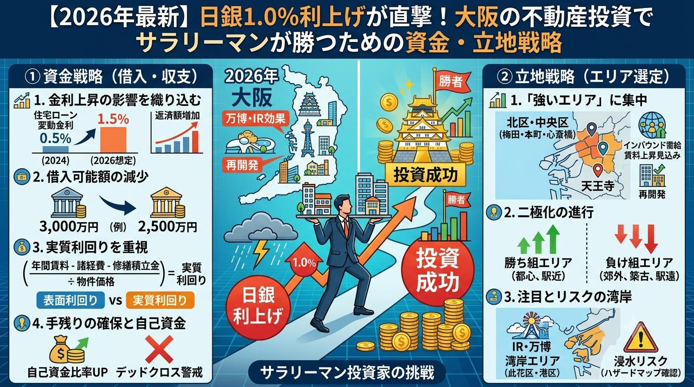 【2026年最新】日銀1.0％利上げで大阪の不動産投資はどう...の画像