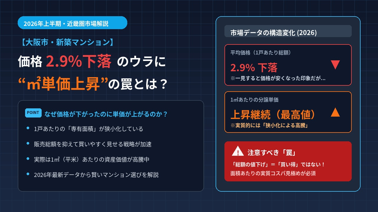 大阪市の新築マンション、価格2.9%下落のウラに