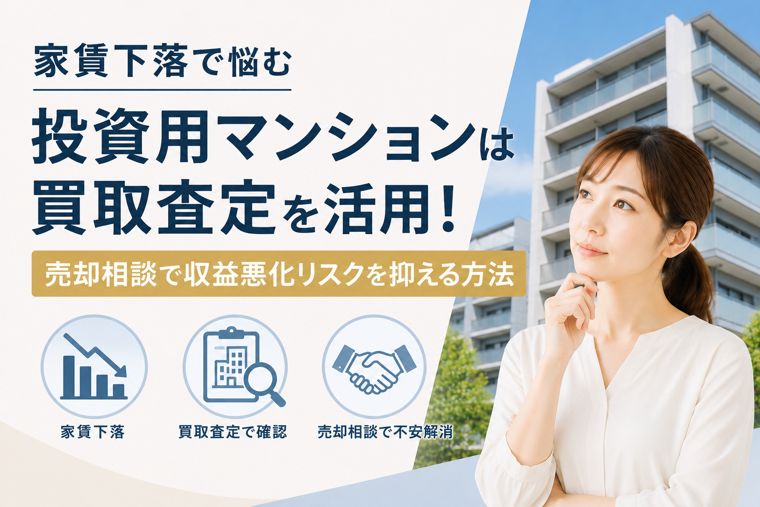 家賃下落で悩む投資用マンションは買取査定を活用！売却相談で収...の画像