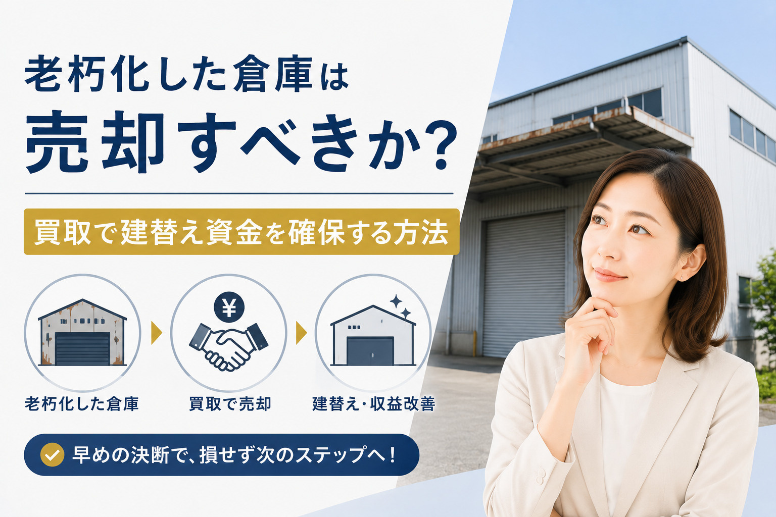 老朽化した倉庫は売却すべきか？買取で建替え資金を確保する方法...の画像