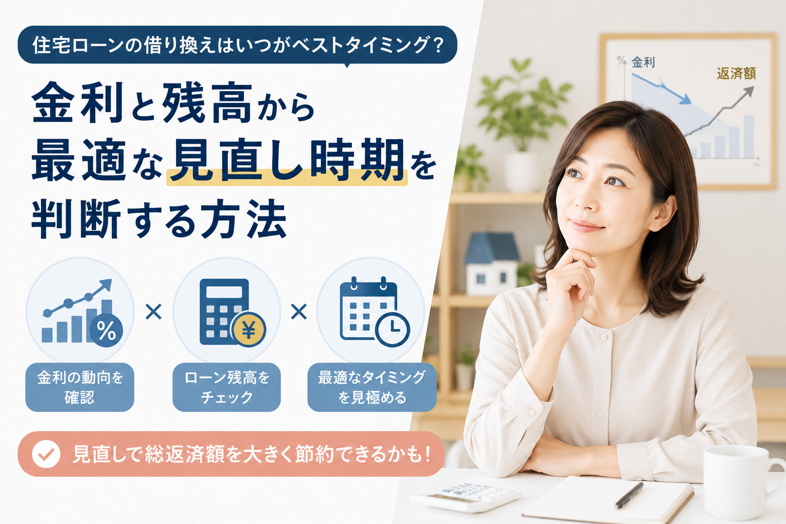 住宅ローンの借り換えはいつがベストタイミング？金利と残高から...の画像