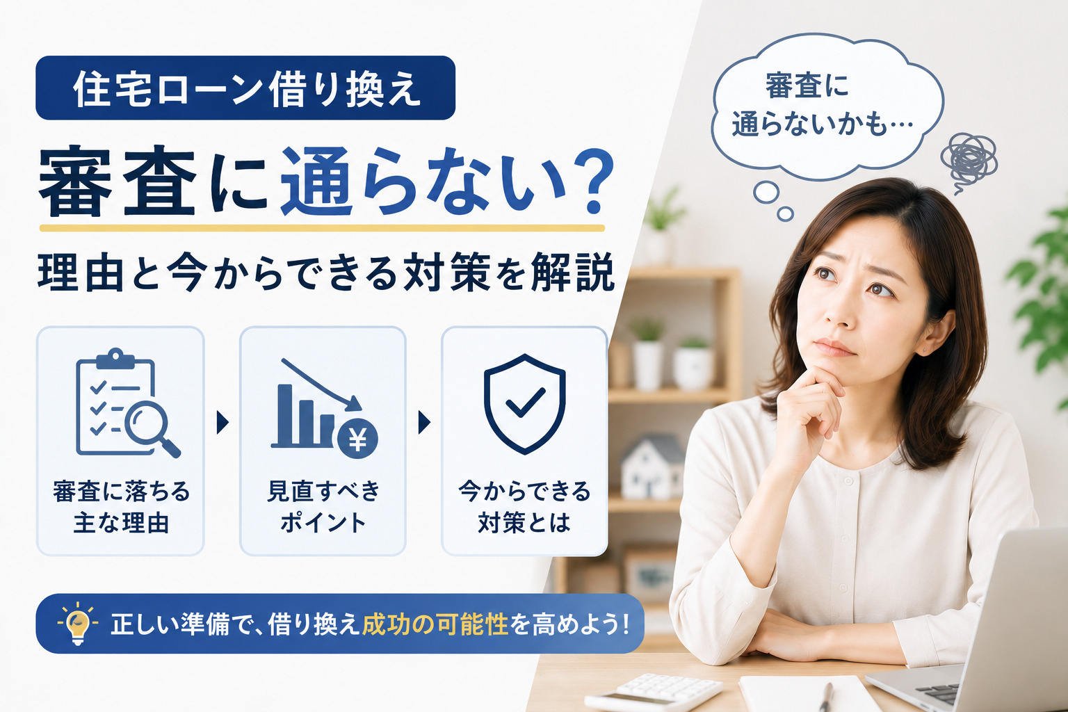 住宅ローン借り換え審査に通らない？理由と今からできる対策を解...の画像
