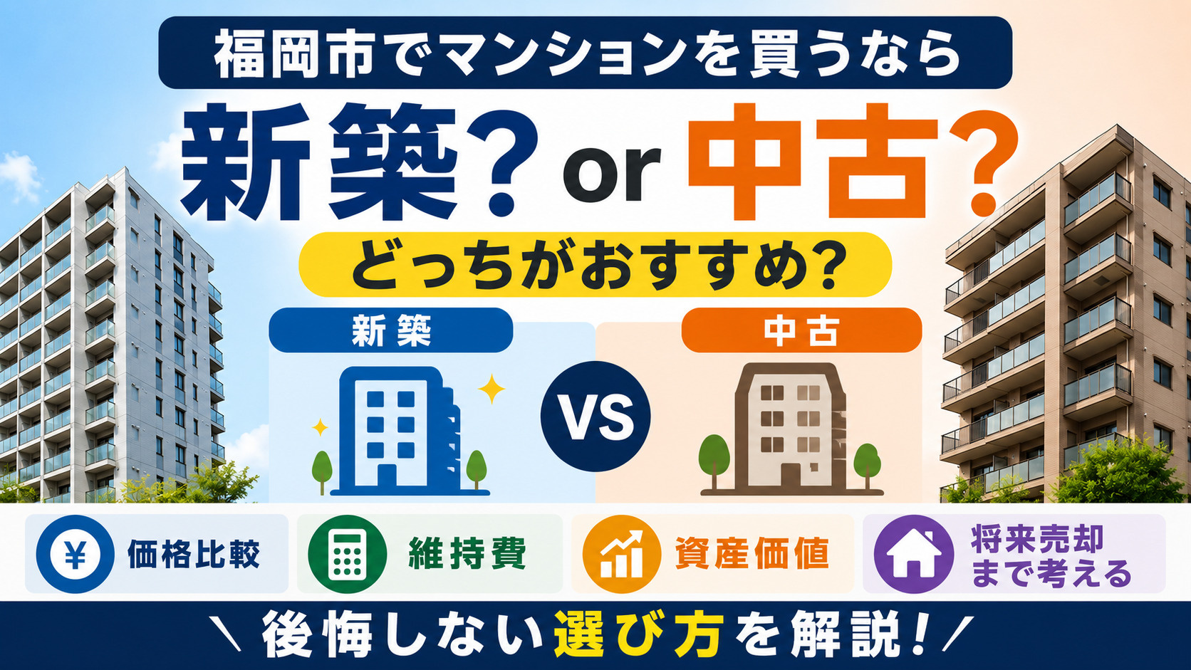 福岡市でマンションを買うなら新築？中古？どっちがおすすめ？価...の画像