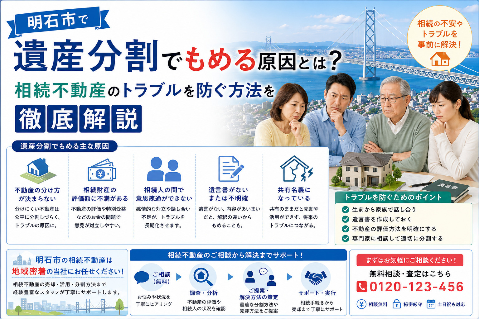 明石市で遺産分割でもめる原因とは？相続不動産のトラブルを防ぐ...の画像