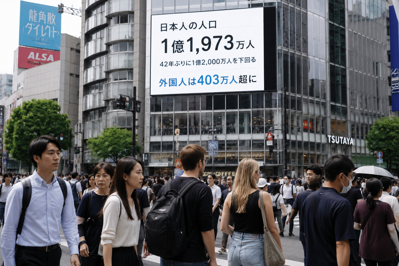 日本の人口が42年ぶりに1億2,000万人を下回る ― 外国...の画像