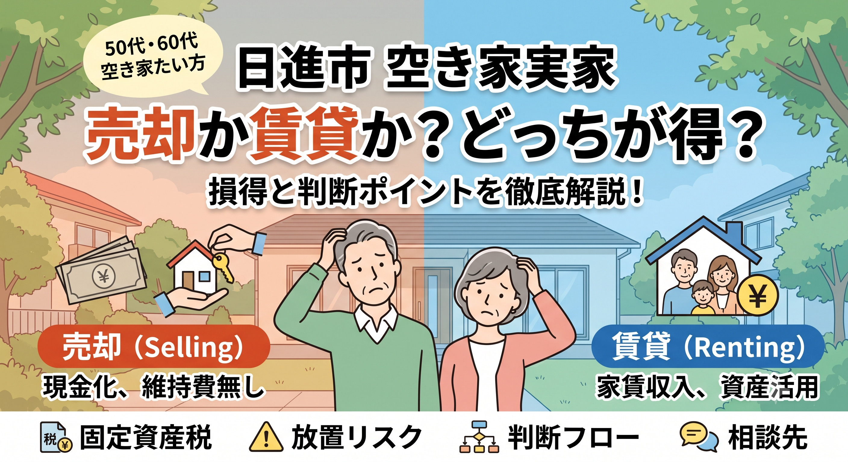 日進市の空き家実家は売却か賃貸かどっちが得？損得と判断のポイ...の画像