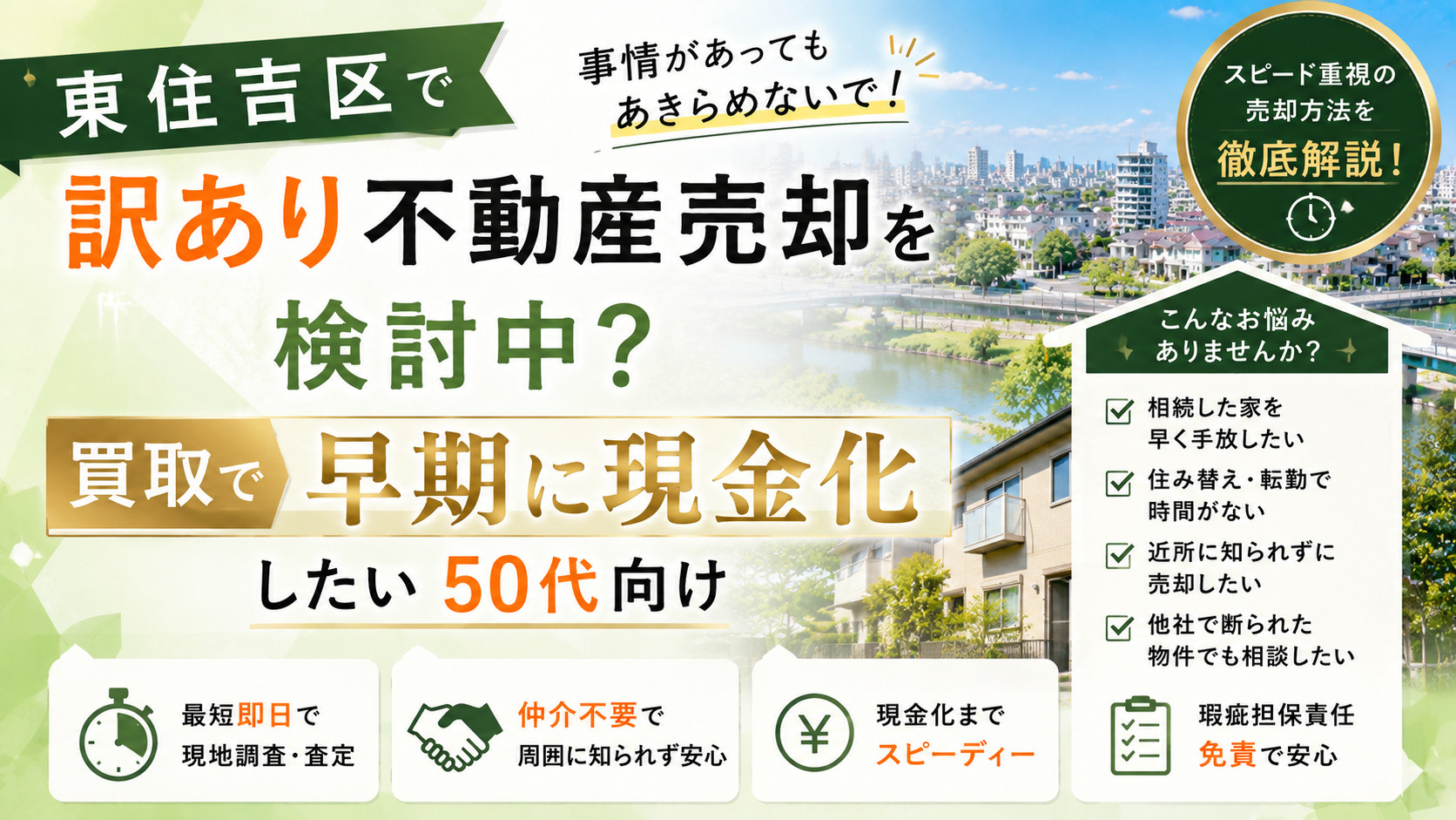 東住吉区で訳あり不動産売却を検討中？買取で早期に現金化したい...の画像