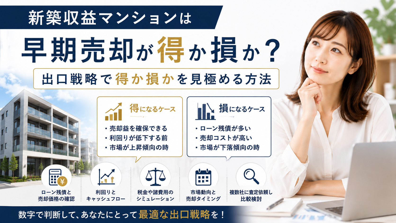 新築収益マンションは早期売却が得か損か？出口戦略で得か損かを...の画像