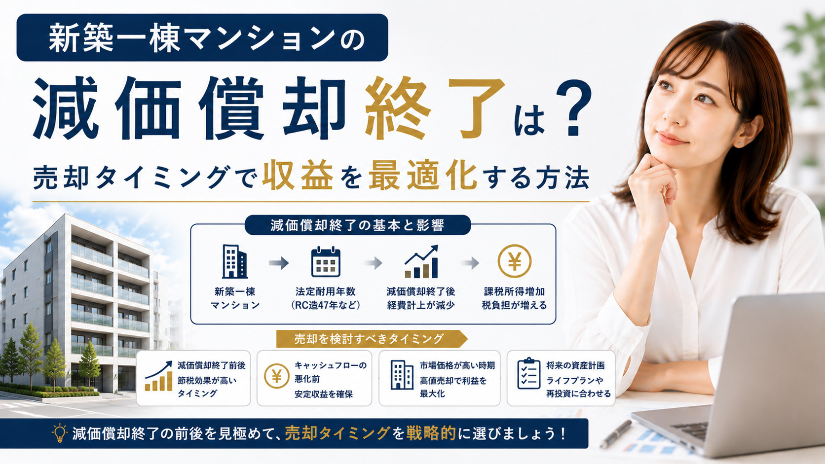 新築一棟マンションの減価償却終了は？売却タイミングで収益を最...の画像