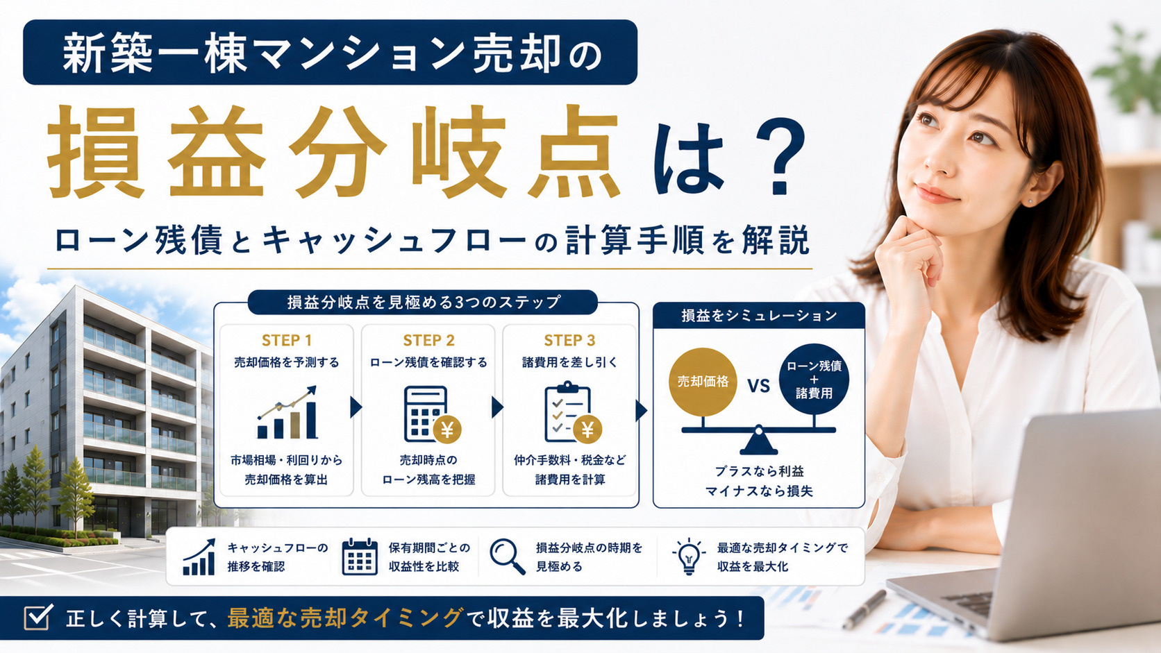 新築一棟マンション売却の損益分岐点は？ローン残債とキャッシュ...の画像