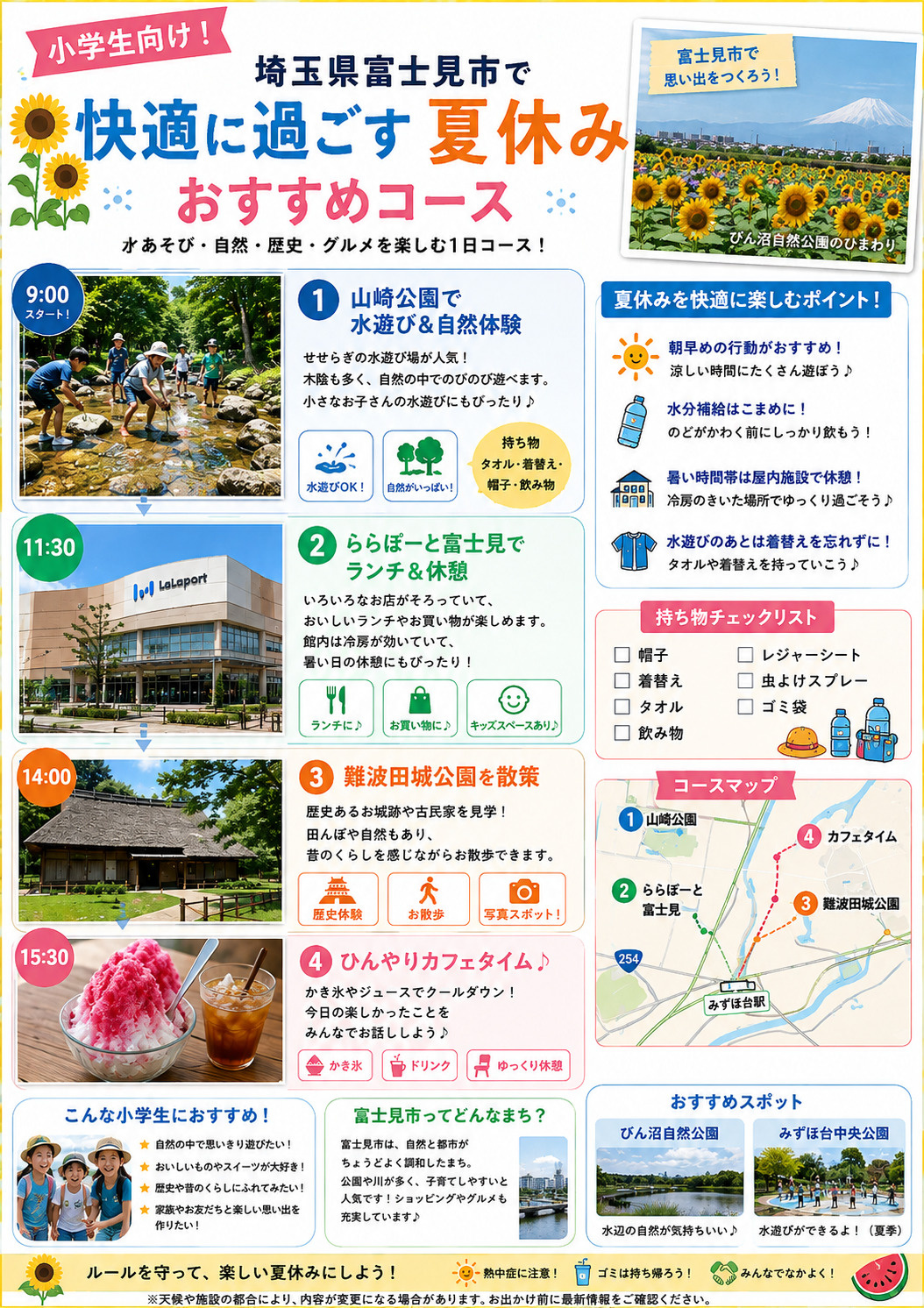 夏休みにおすすめ♪富士見市で過ごす１日快適コースの画像