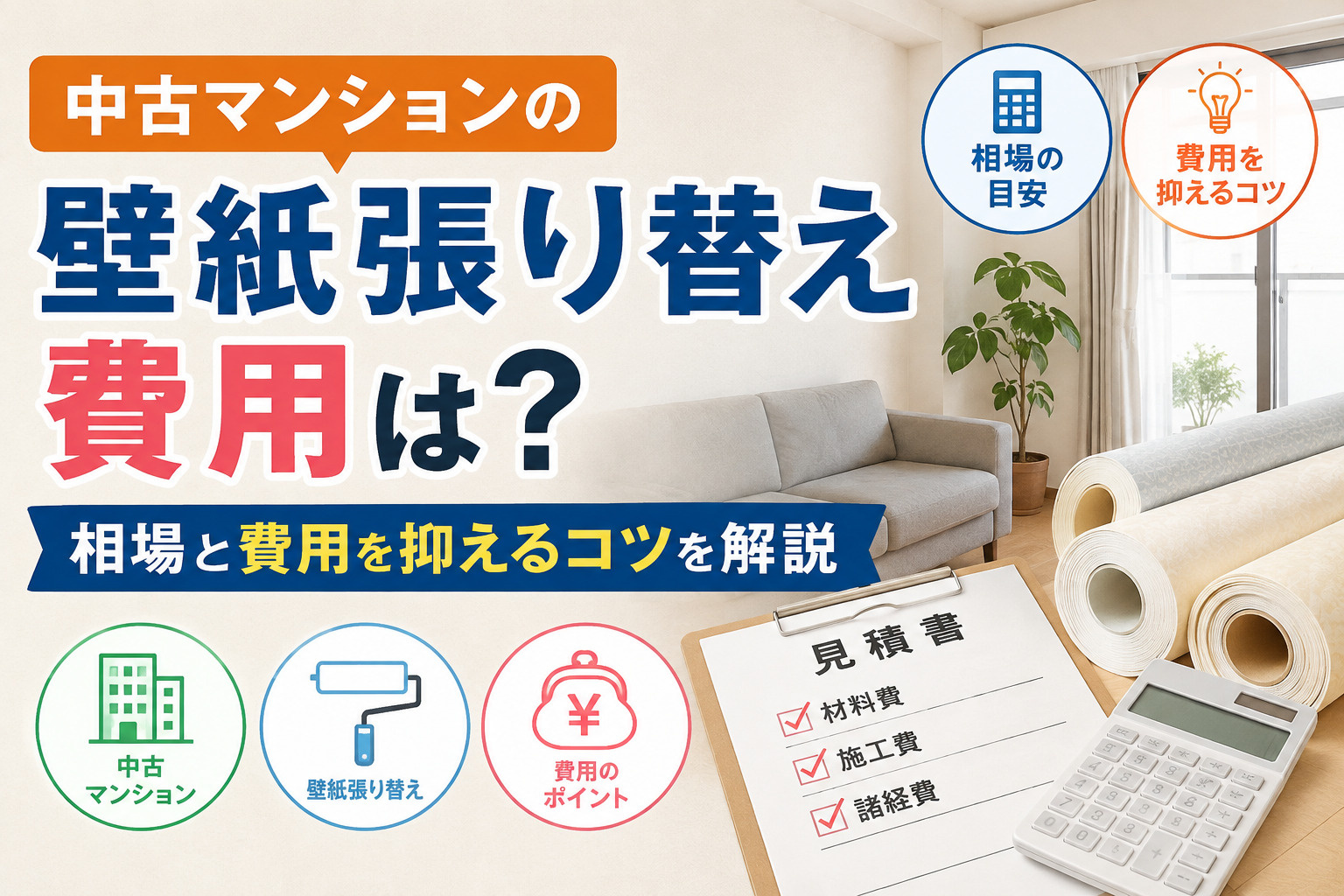 中古マンションの壁紙張り替え費用は？相場と費用を抑えるコツを...の画像