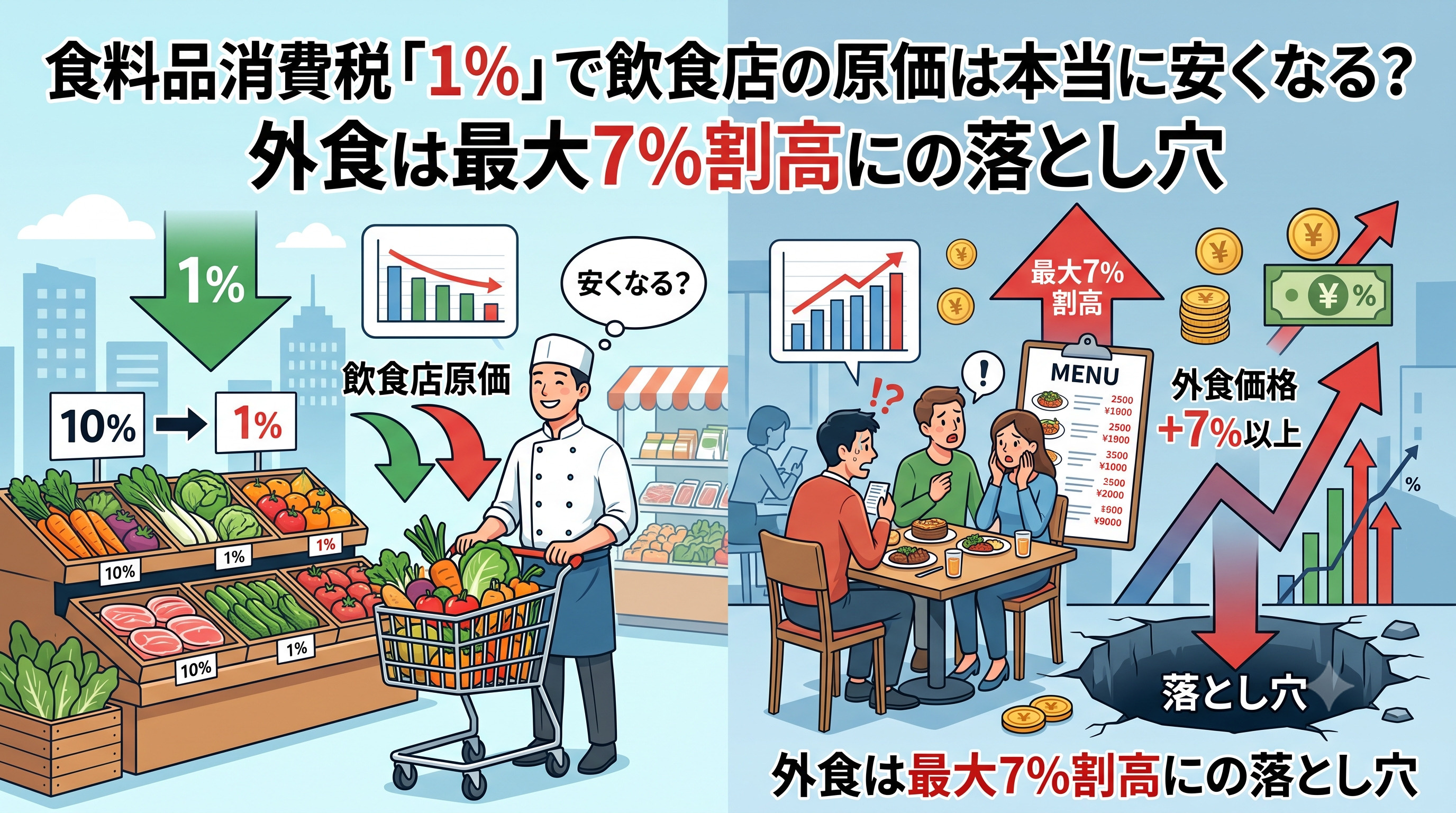 食料品消費税「1%」で飲食店の原価は本当に安くなる？外食は最...の画像