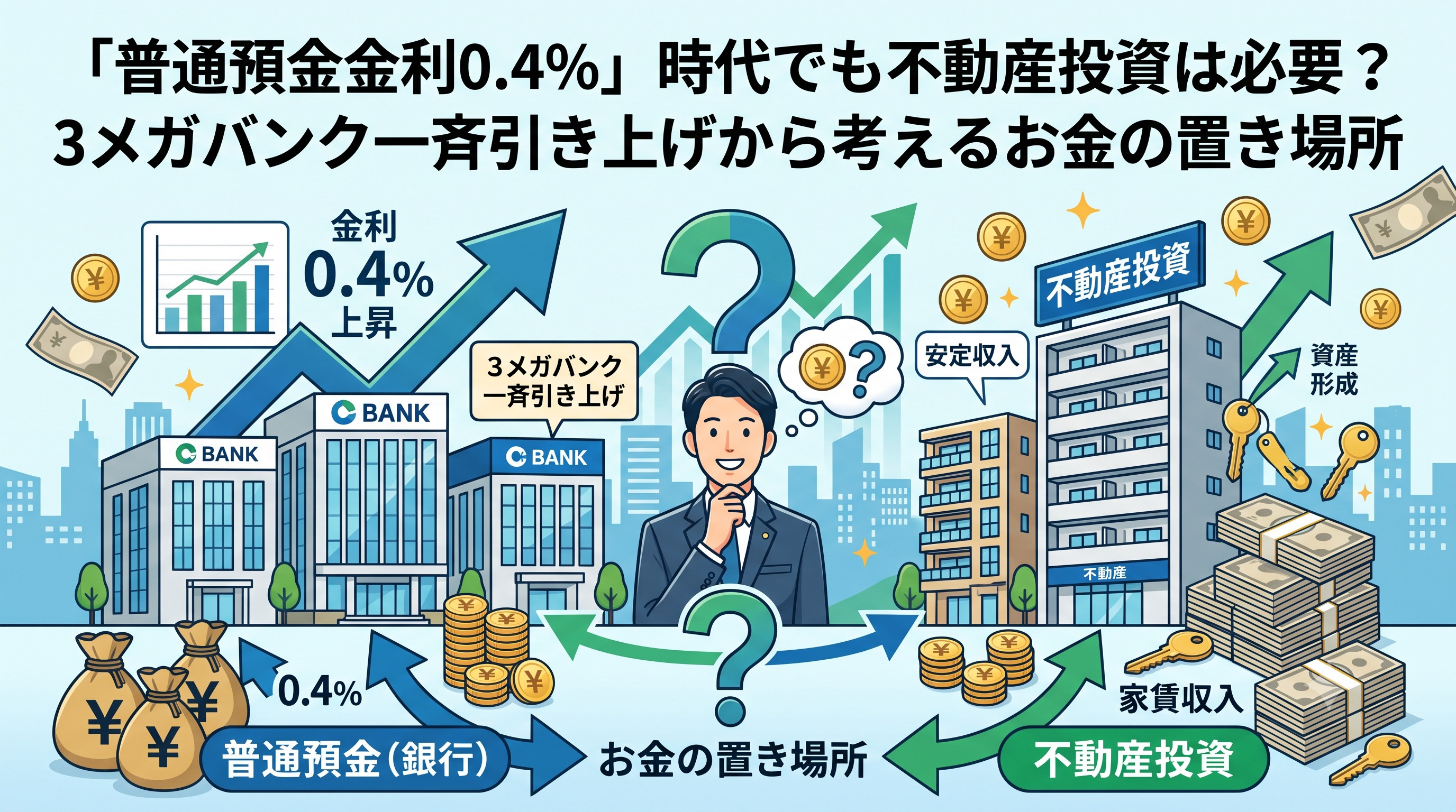 3メガバンクが2026年8月3日から普通預金金利を0.4%に...の画像