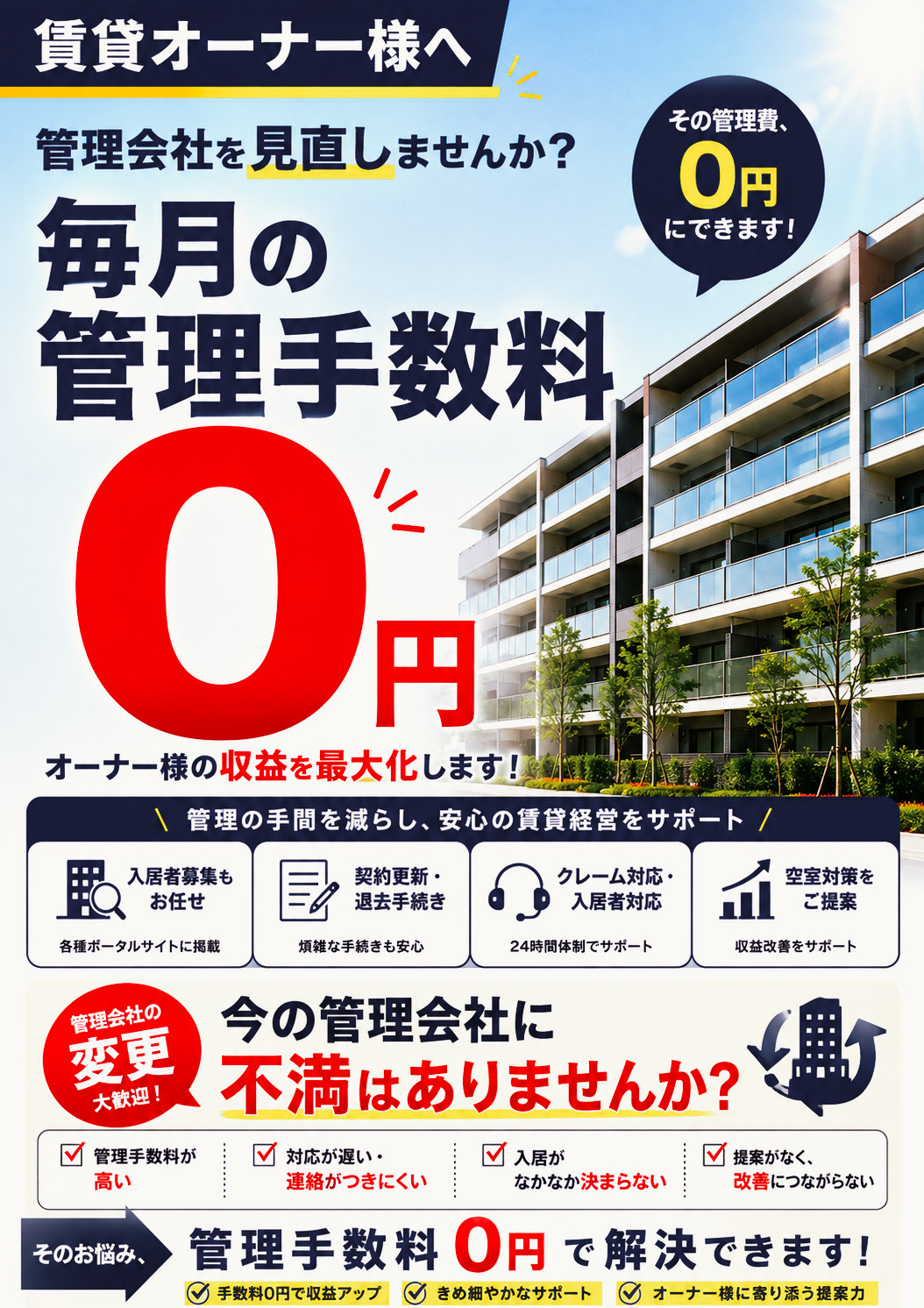 管理手数料０円＋２７店舗のネットワークを活かした募集力で、オ...の画像