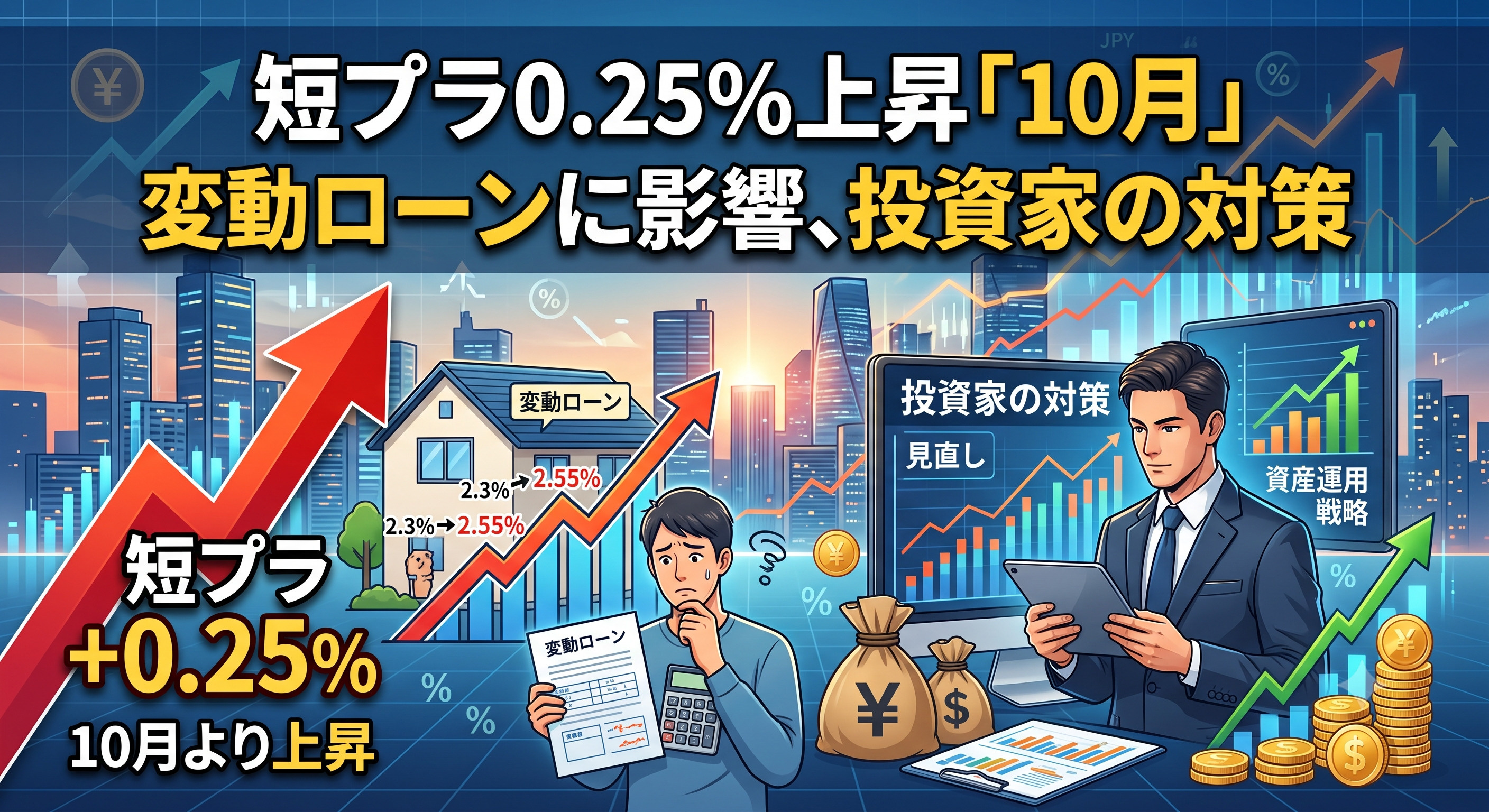 短プラ0.25%上昇「10月」変動ローンに影響、投資家の対策...の画像