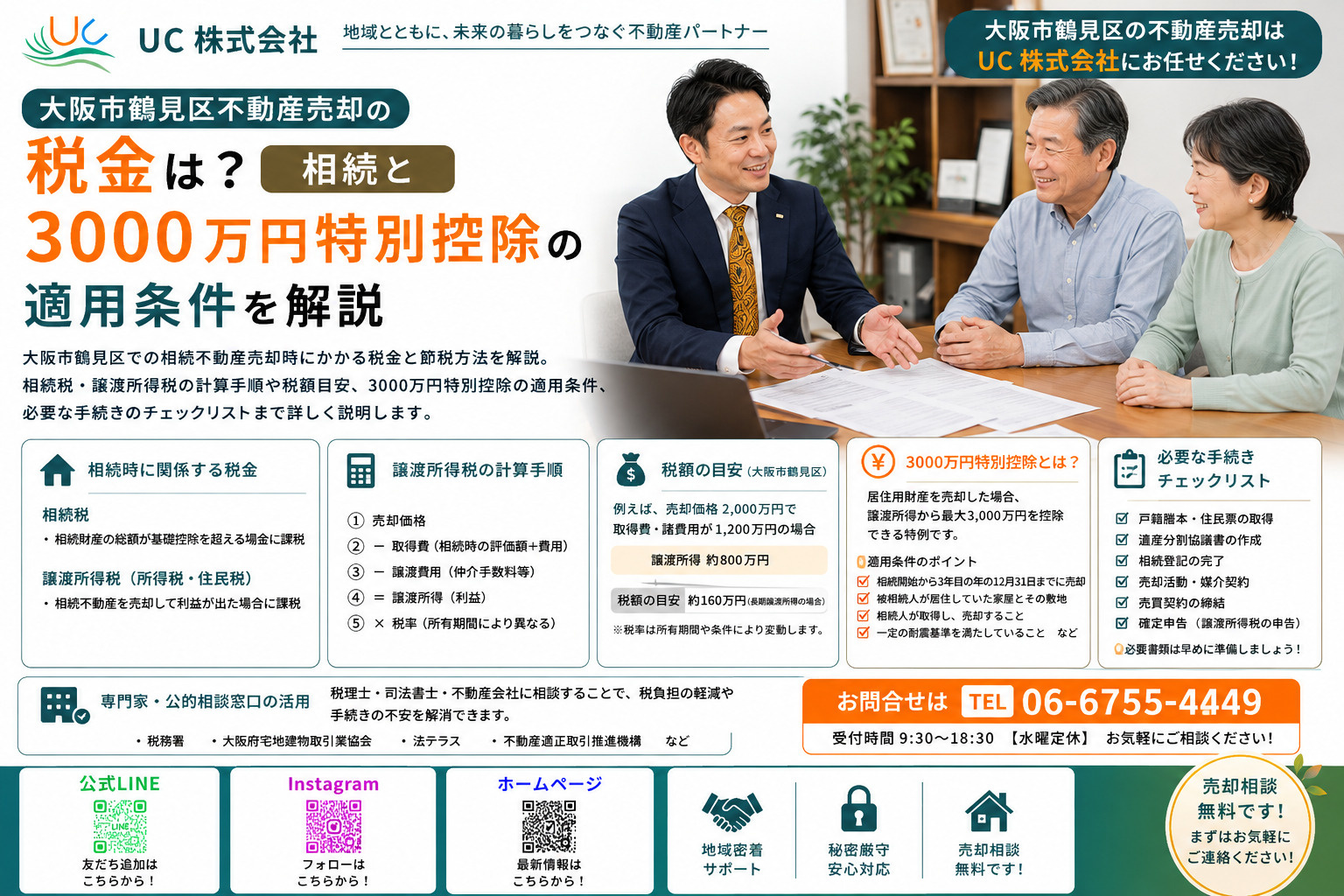 大阪市鶴見区不動産売却の税金は？相続と3000万円特別控除の...の画像