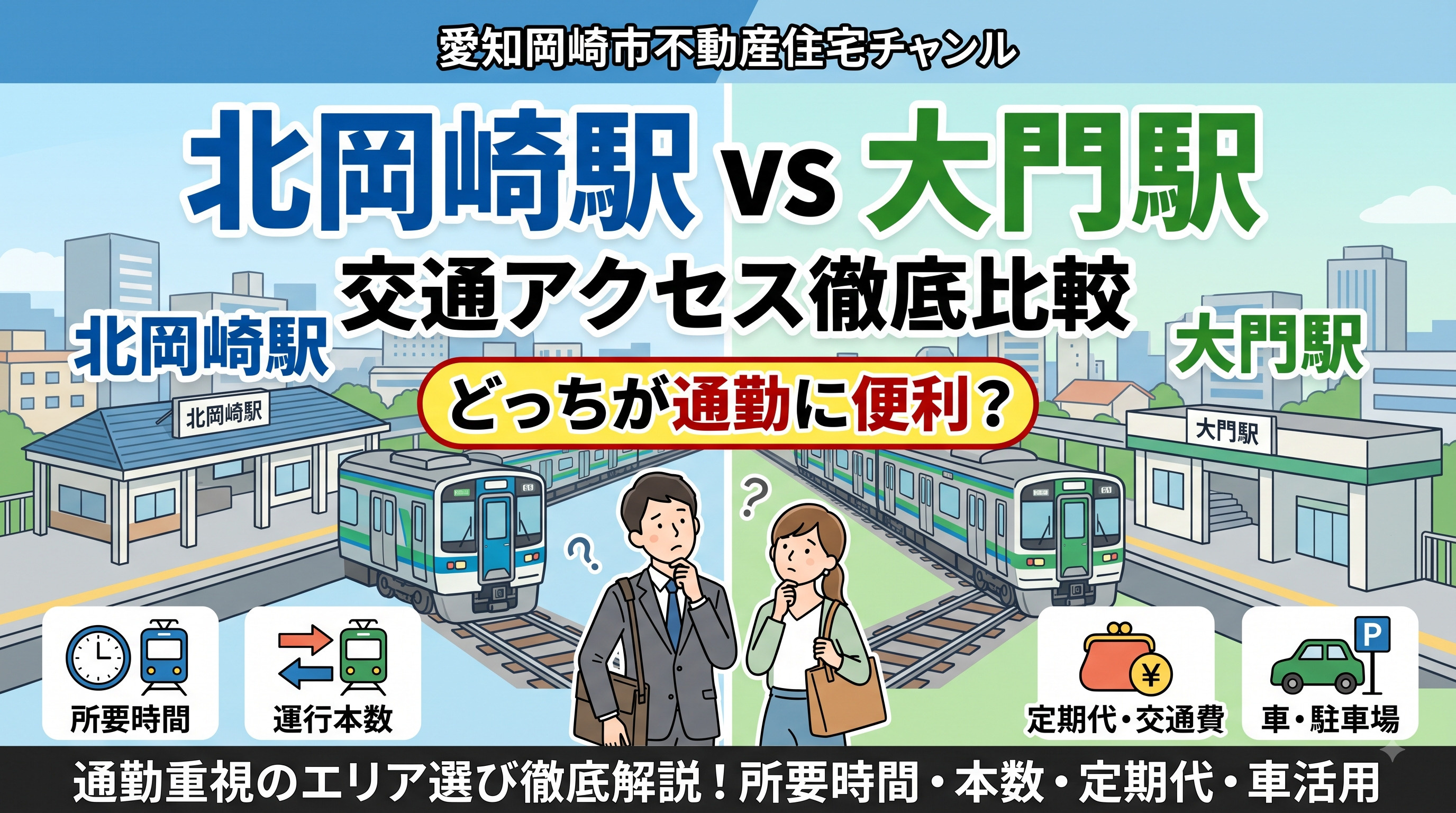 北岡崎駅と大門駅どっちが通勤に便利？交通アクセスを比較して最...の画像