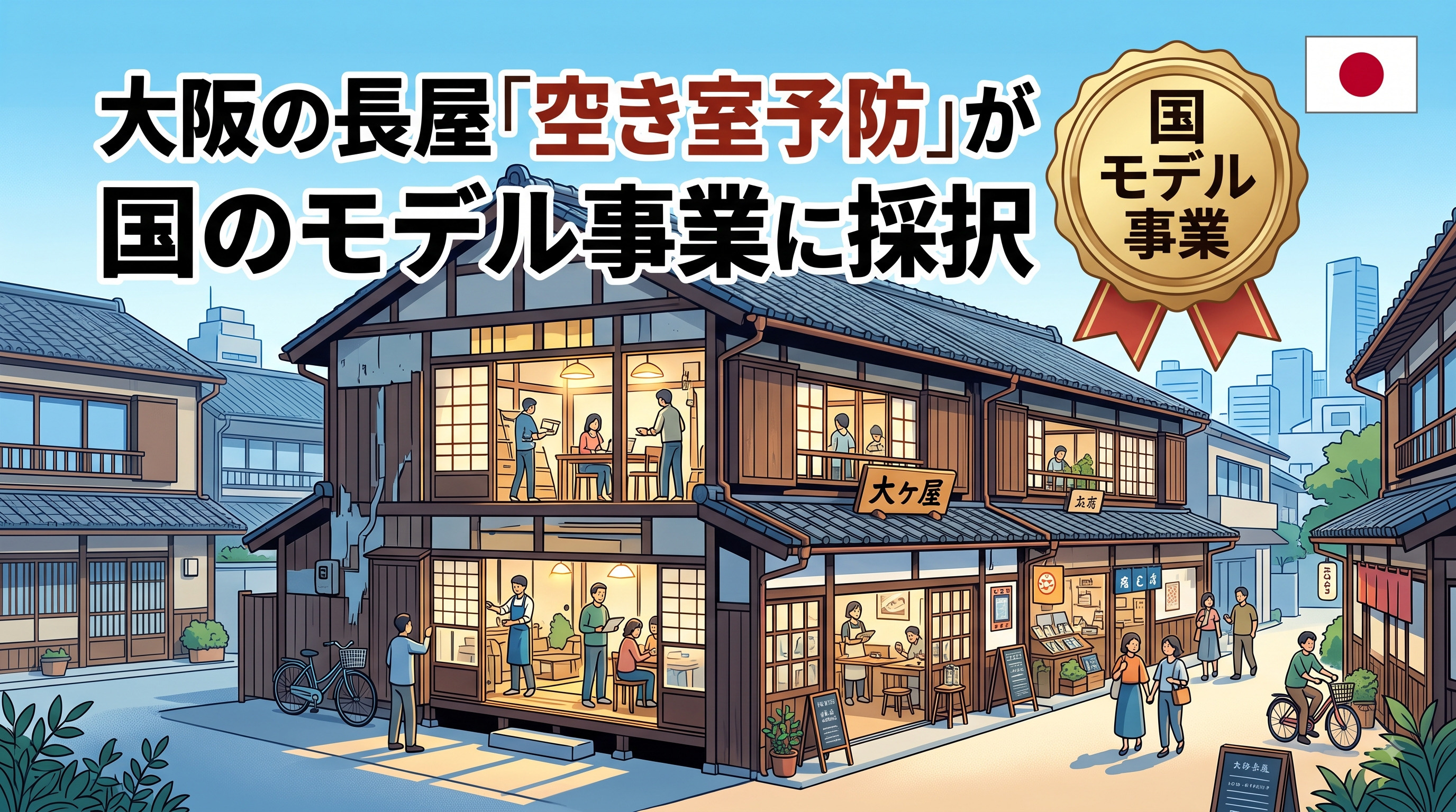 大阪の長屋「空き室予防」が国のモデル事業に採択の画像