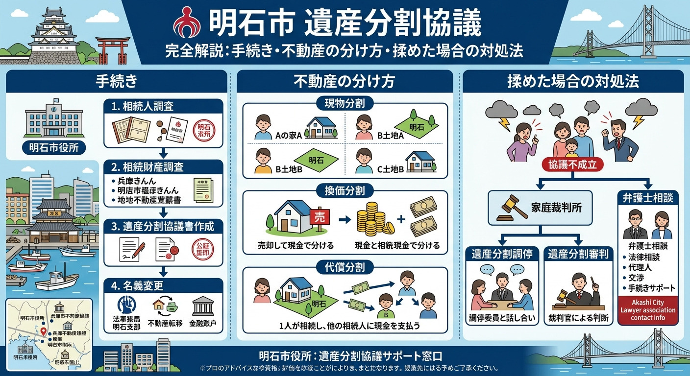 明石市の遺産分割協議を完全解説｜手続きの流れ・不動産の分け方...の画像