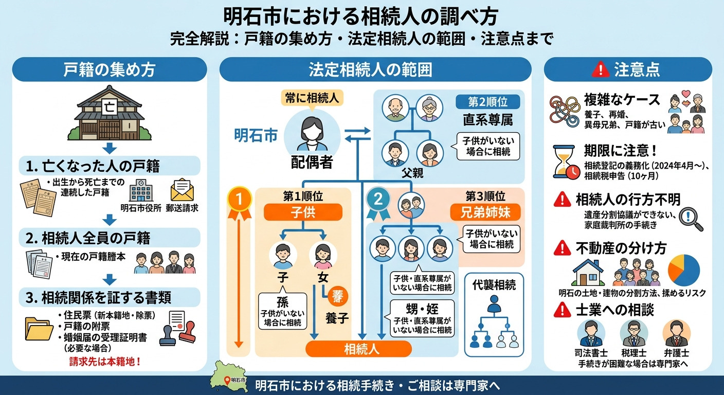 【明石市】相続人の調べ方とは？戸籍謄本の収集手順・法定相続人...の画像