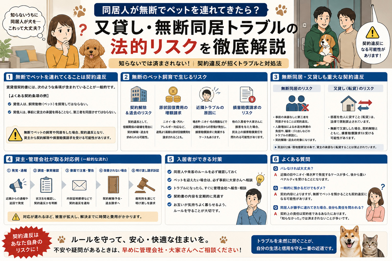 同居人が無断でペットを連れてきたら？又貸し・無断同居トラブル...の画像