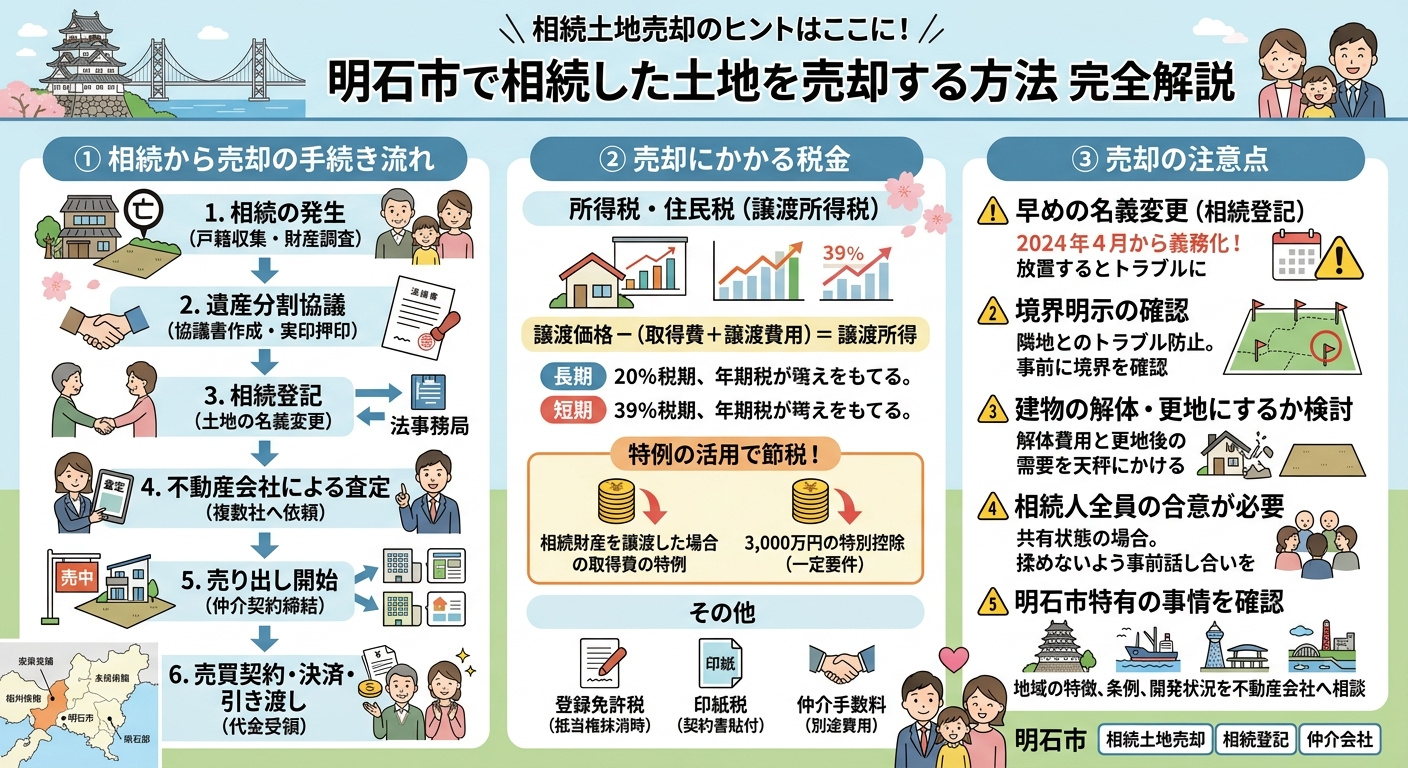 「相続した土地、どう売ればいい？」明石市の土地売却の流れと注...の画像