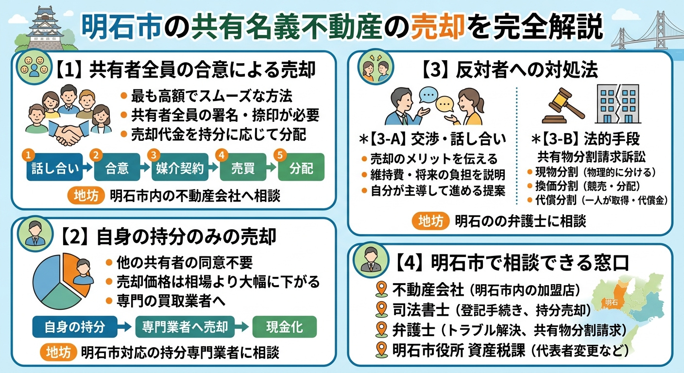 【明石市】共有名義の不動産を売却する方法｜5パターン・反対者...の画像