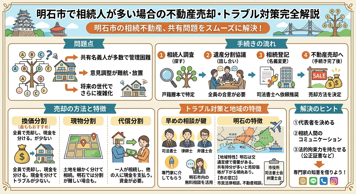 明石市で相続人が多い場合の不動産はどうする？ 手続き・売却・...の画像