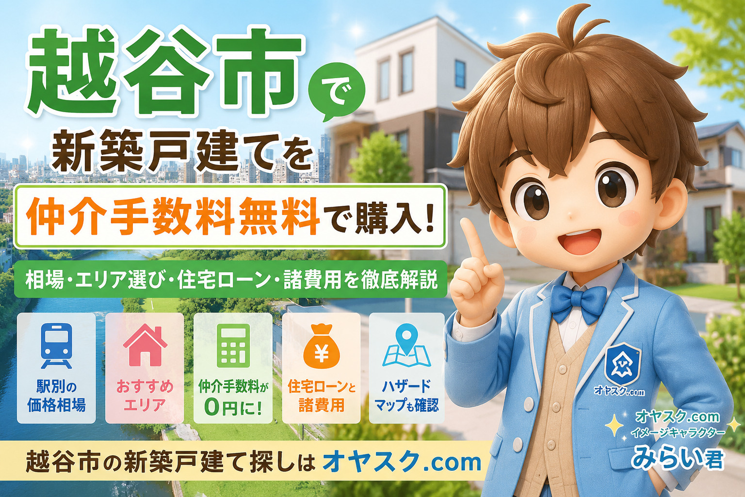 越谷市で新築戸建てを仲介手数料無料で購入する方法｜相場・エリ...の画像