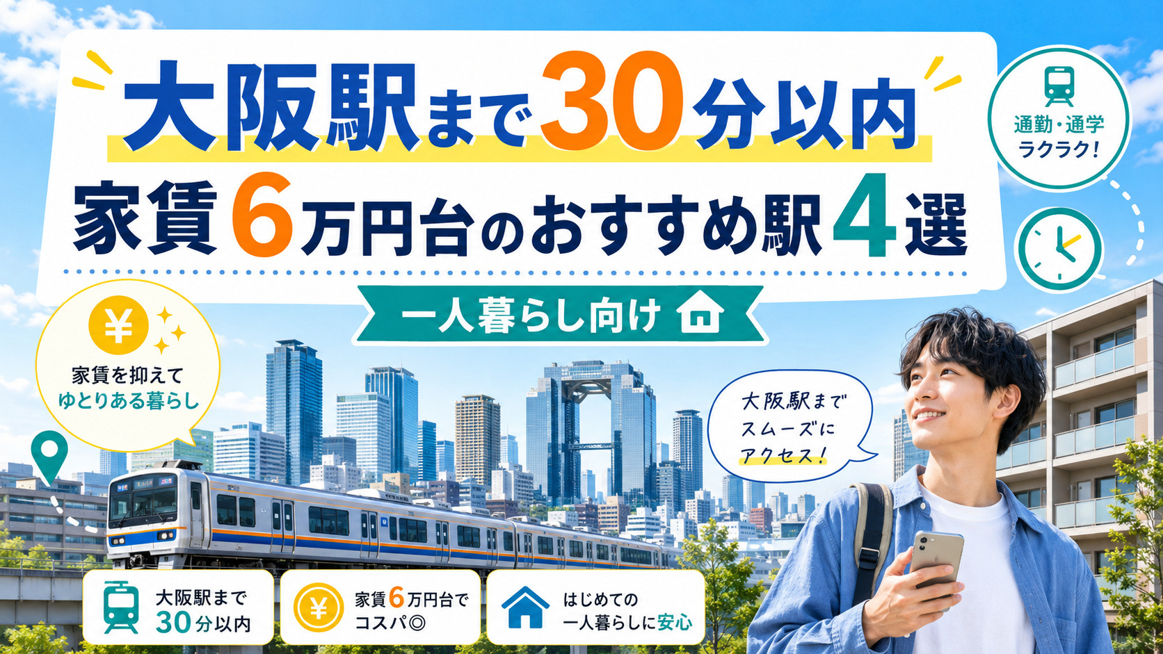 大阪駅まで30分以内で家賃6万円台！一人暮らしにおすすめの駅...の画像