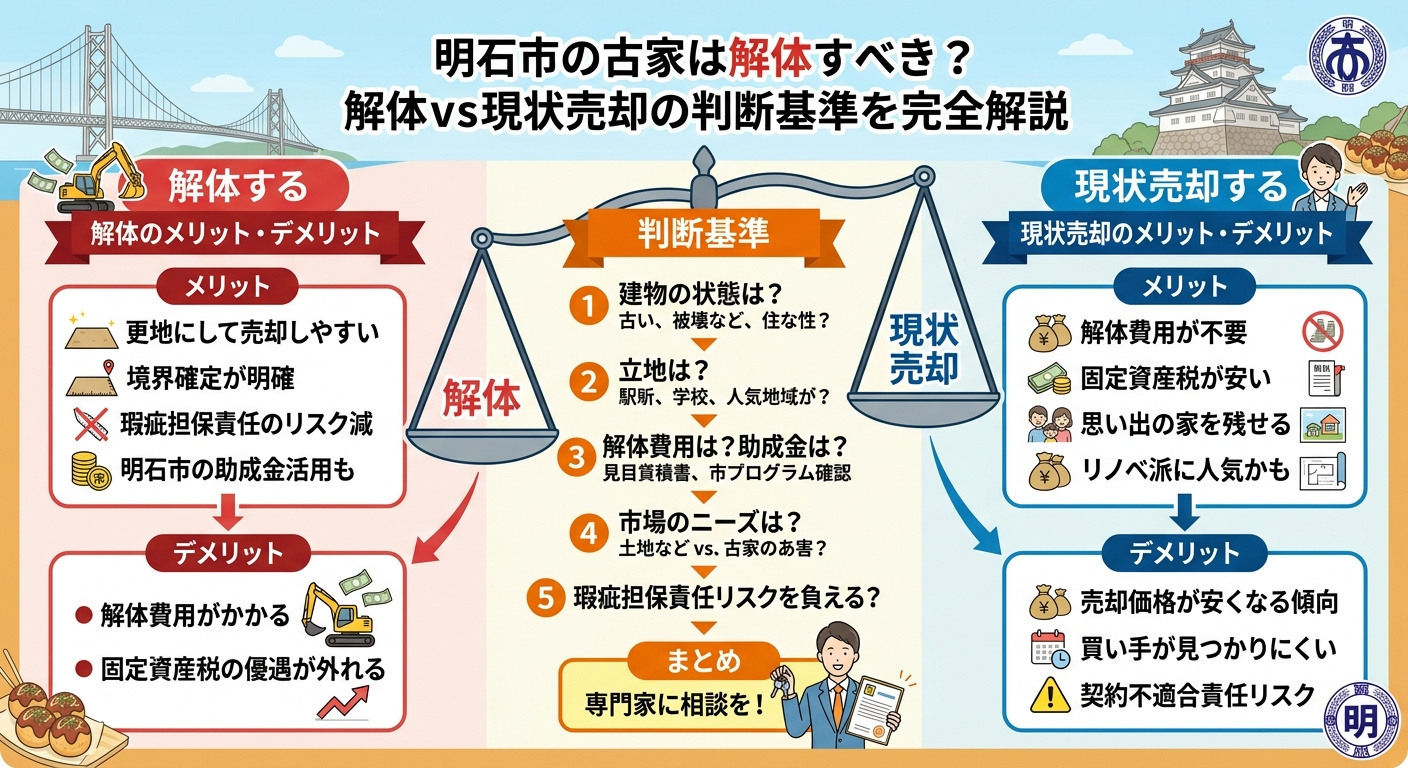 明石市の古家、解体すべきか迷っている」解体vs現状売却の判断...の画像