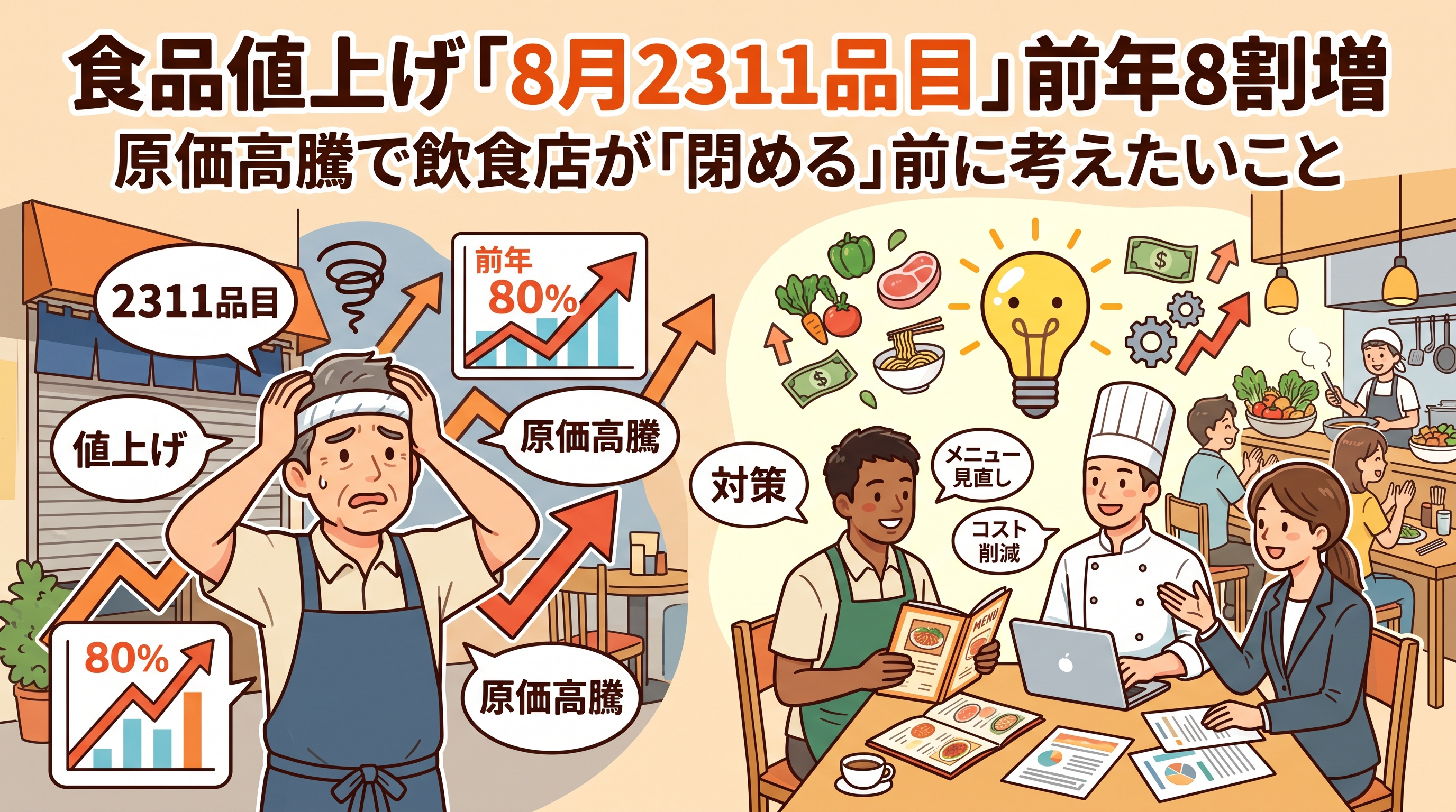 食品値上げ「2311品目」前年8割増、原価高騰と飲食店の閉店...の画像