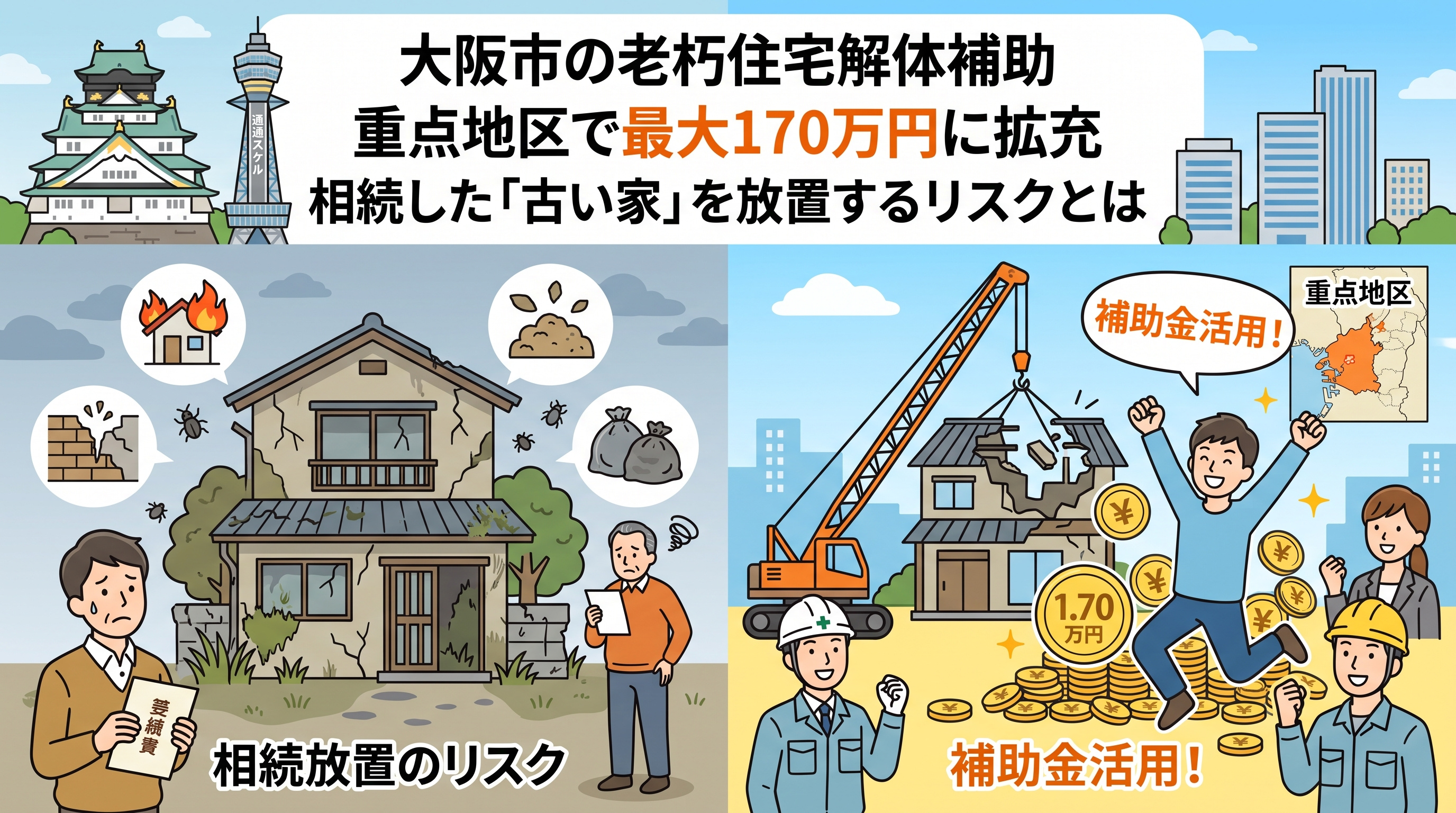 大阪市老朽住宅解体補助「最大170万円」に拡充　相続空き家の...の画像