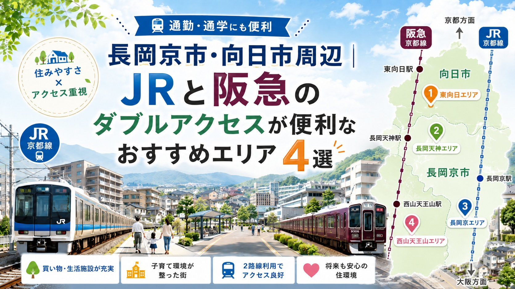 長岡京市・向日市周辺｜JRと阪急のダブルアクセスが便利なおす...の画像