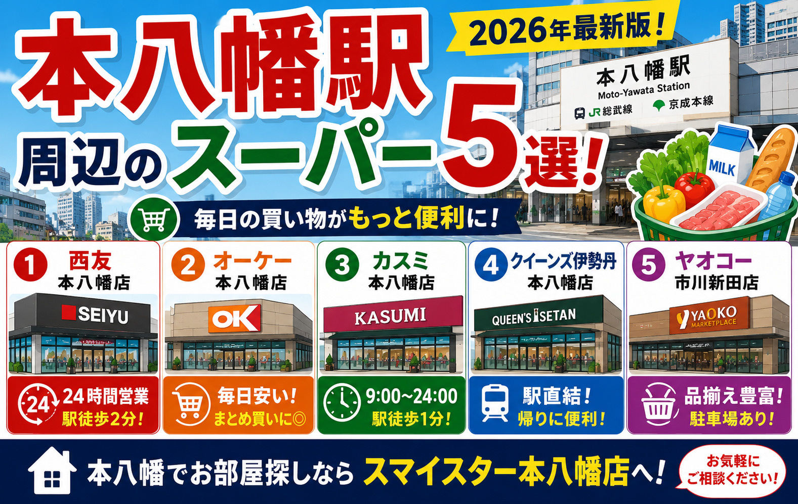 【2026年最新版】本八幡駅周辺でおすすめのスーパー5選！営...の画像