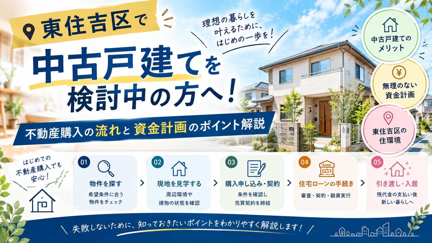東住吉区で中古戸建てを検討中の方へ！不動産購入の流れと資金計...の画像