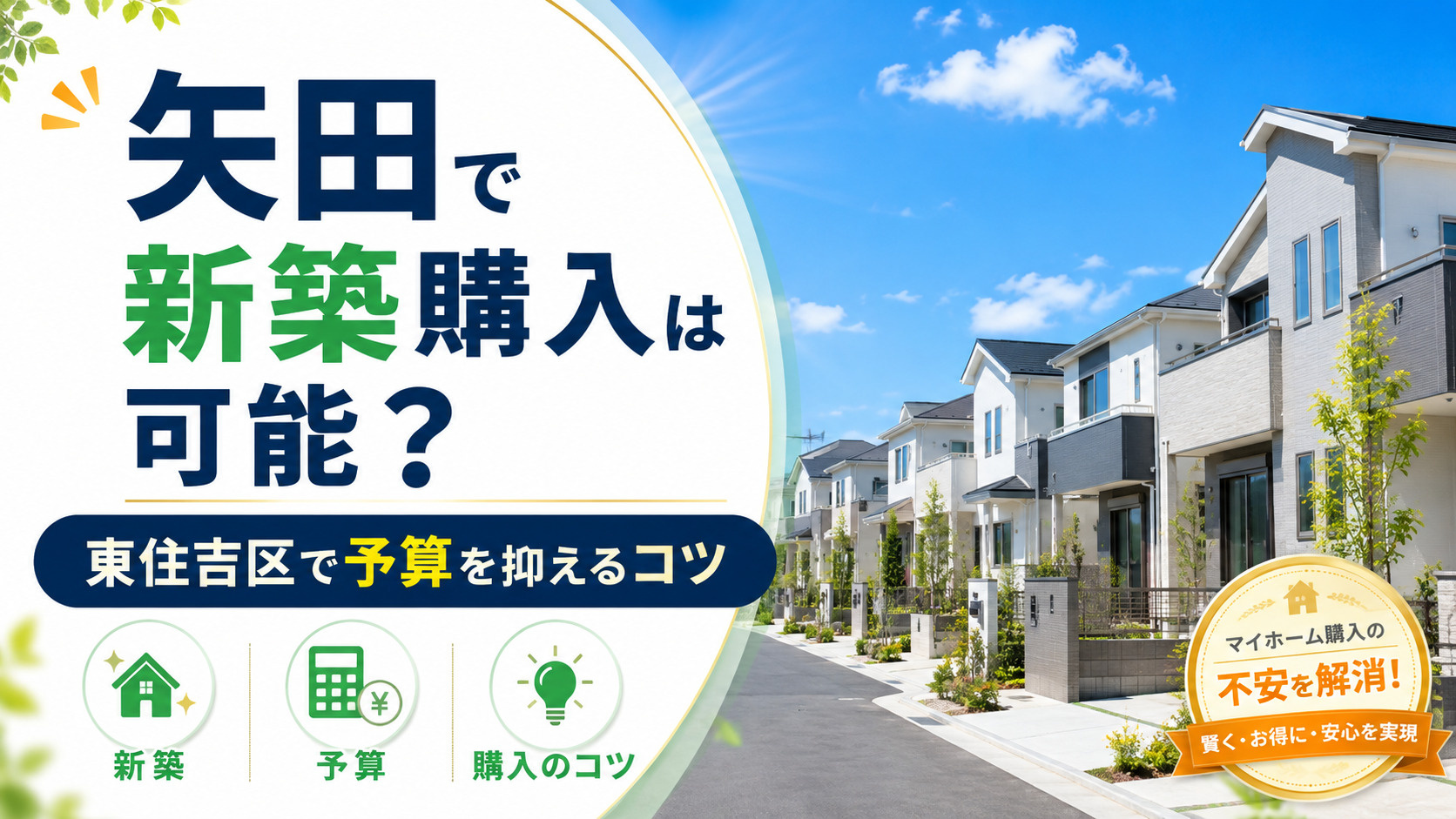 矢田で新築の不動産購入は可能？東住吉区で予算を抑えるコツを解...の画像