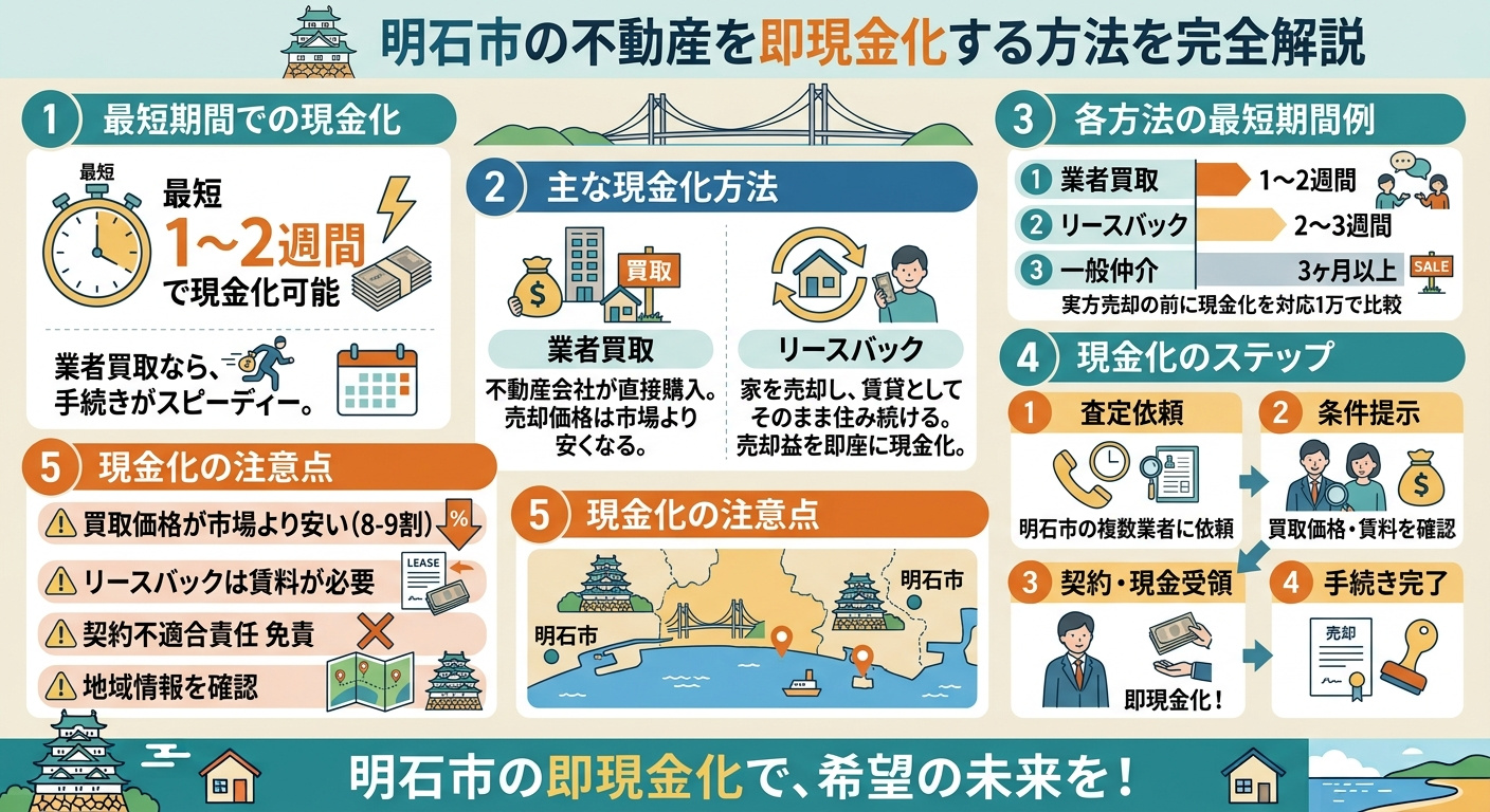 明石市の不動産を即現金化する方法を完全解説 最短期間・買取・...の画像