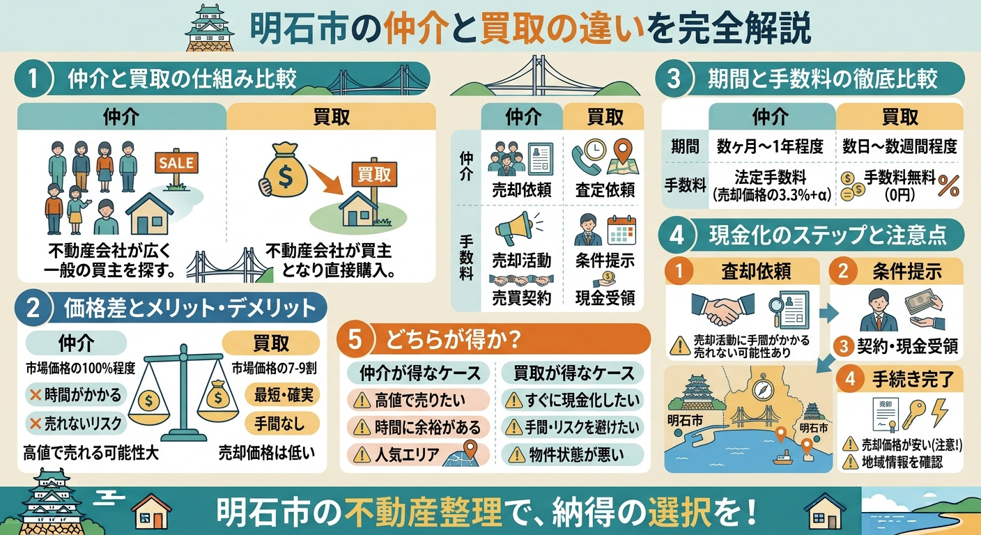 明石市の仲介と買取の違い完全ガイド2025｜10項目比較・手...の画像
