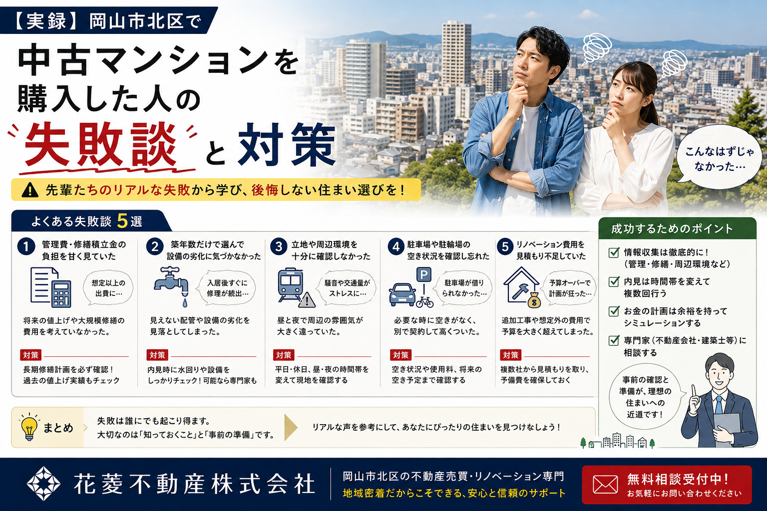 【実録】岡山市北区で中古マンションを購入した人の失敗談と対策...の画像