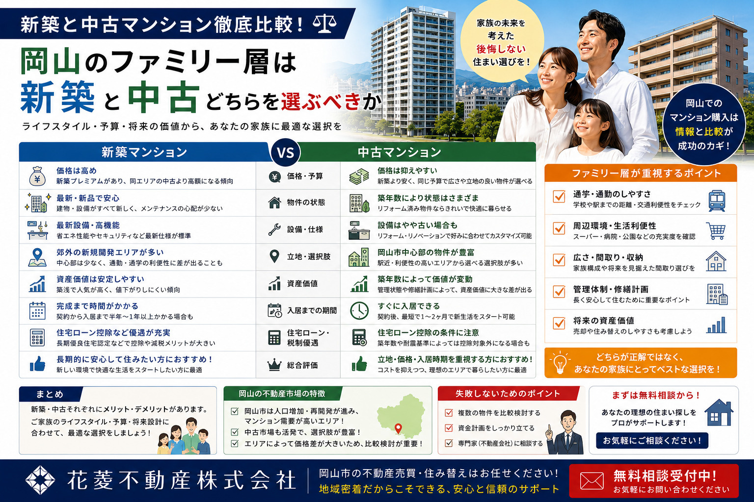新築と中古マンション徹底比較！岡山のファミリー層はどちらを選...の画像