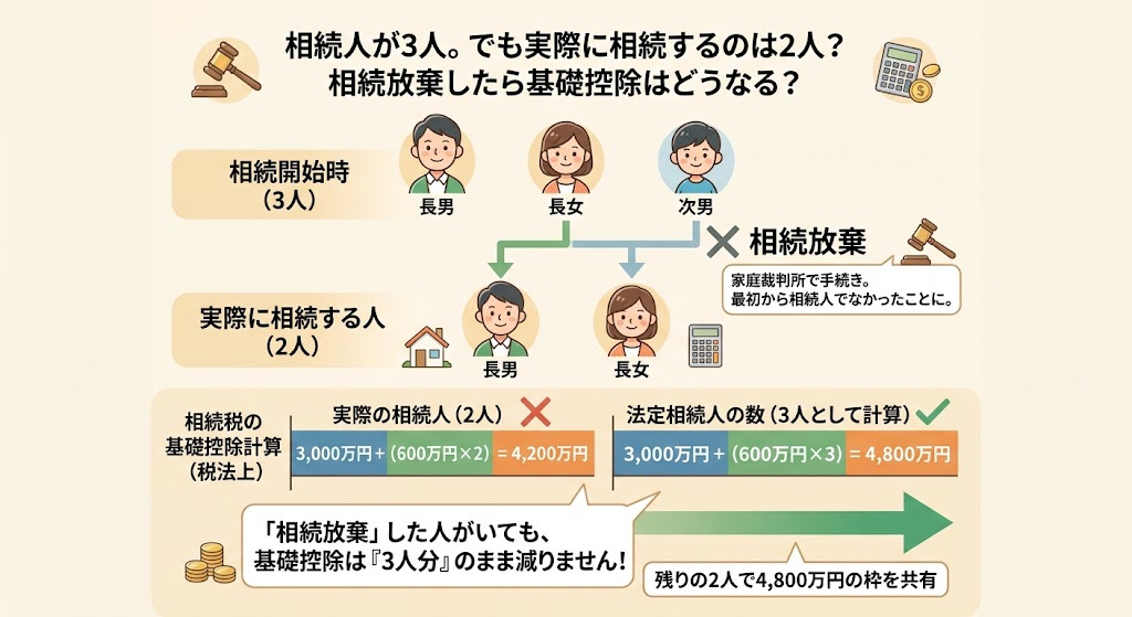 【相続人が3人・実際に相続するのは2人】相続放棄したら基礎控...の画像